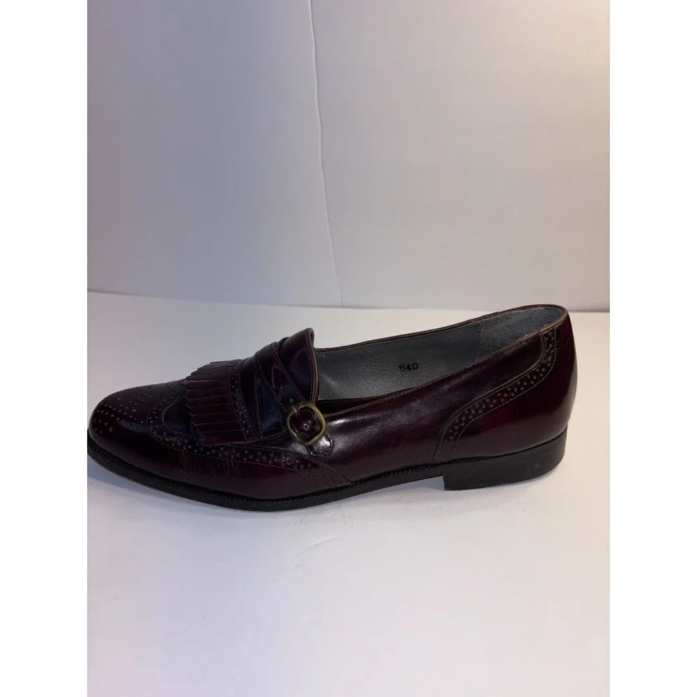 Stacy Adams Dress Shoes Men's 9.5M Brown Leather Nashua Wingtip Longwing Slip On